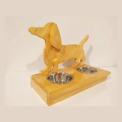 dachshund water&food stand - pine shade