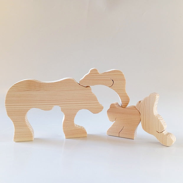 decorative "fit the parts" game - mamma bear & three cubs