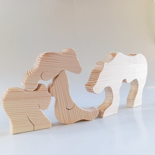 decorative "fit the parts" game - mamma bear & three cubs