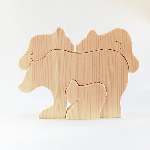 decorative "fit the parts" game - mamma bear & three cubs