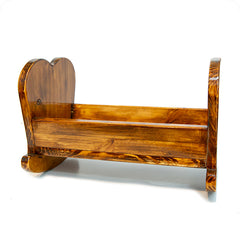 doll cradle - heart - dark walnut