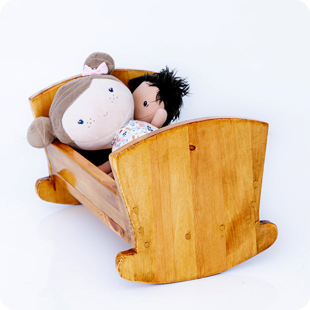 doll cradle - heart - dark walnut