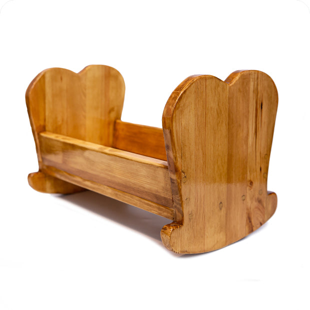 doll cradle - heart - light walnut