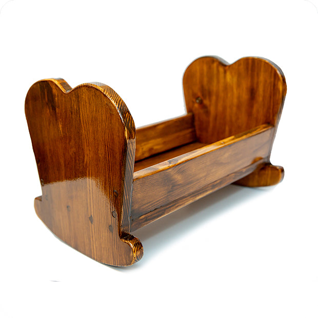 doll cradle - heart - dark walnut